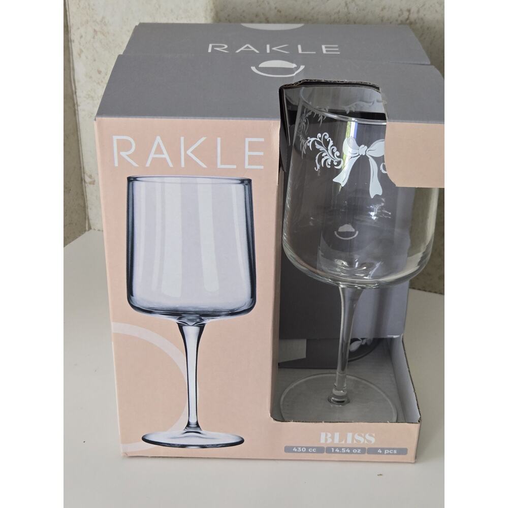 Rakle Bliss Wine Glasses Perla White Bow Design - Set of 4 ***BRAND NEW